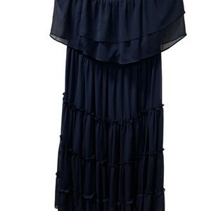 Elegant Navy Blue Tiered Dress